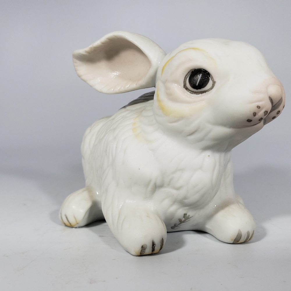 J Boehm Rabbit At Rest Porcelain Figurine Signed